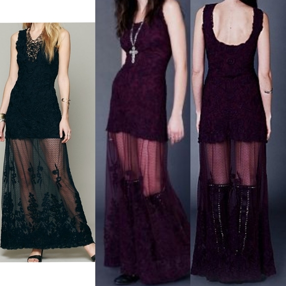 Rare Sold Out! Free People Candela Stella Lace Maxi Dress L - Picture 3 of 12